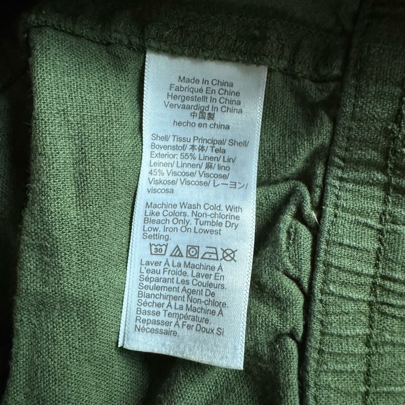 New J.Crew Linen Blend Pull-On Shorts Green Drawstring Relaxed Fit Pockets XS - Picture 5 of 6